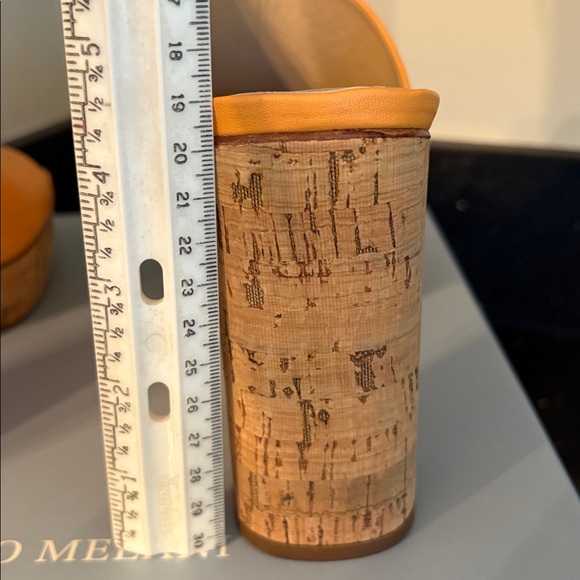 *Antonio Melani SARAYYAA Pale Peach Orange Cork Open Toe Heels Chunky Platforms - Picture 16 of 16